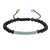 14k Gold Finish ID Bar Design Bracelet Turquoise Stones Black Bead Link Braided