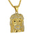 Jesus Christ Face Pendant Gold Over Stainless Steel Simulated Diamonds Necklace