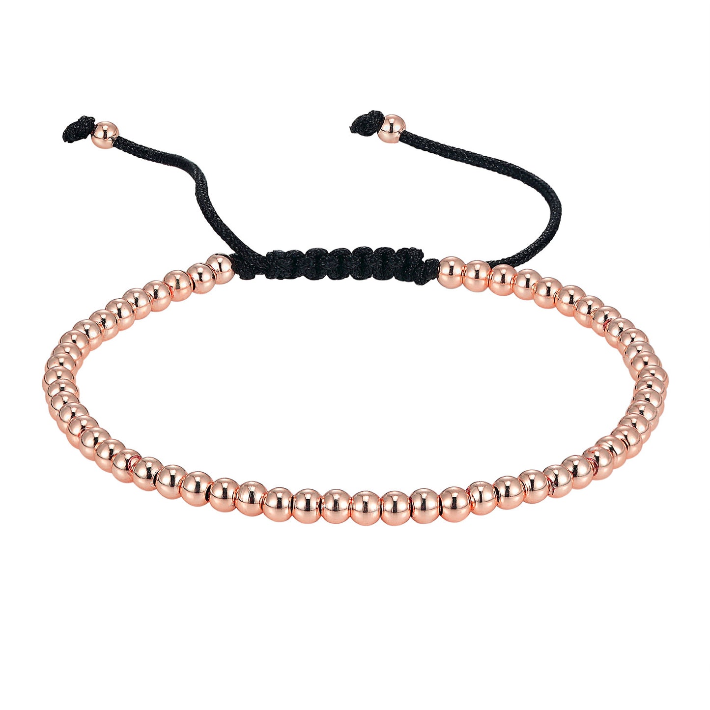 14k Rose Gold Tone Bracelet Fashion Bead Ball Link Design Braided New