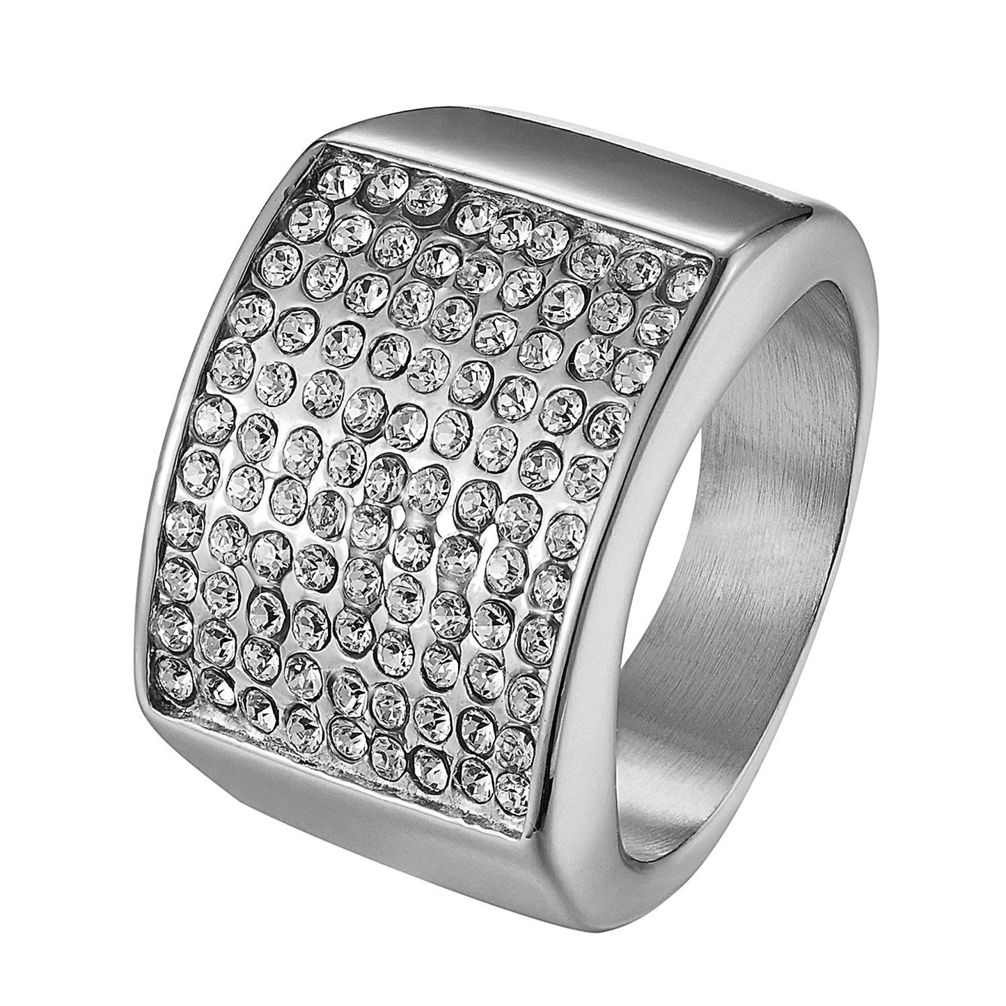 Stainless Steel Pinky Ring Bling Hip Hop Wedding Engagement Silver Tone Bling