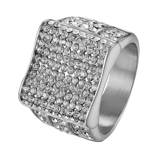 Stainless Steel Pinky Ring Mens  Silver Tone Bling Wedding New