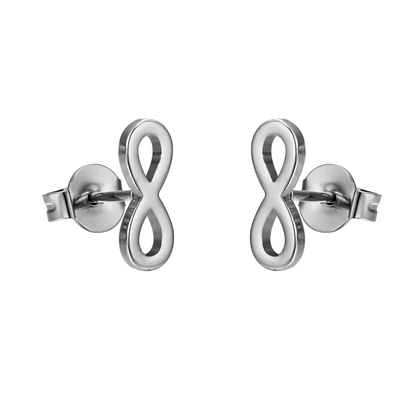 Infinity Design Earrings Silver Tone 11mm Womens Stainless Steel Classy Studs