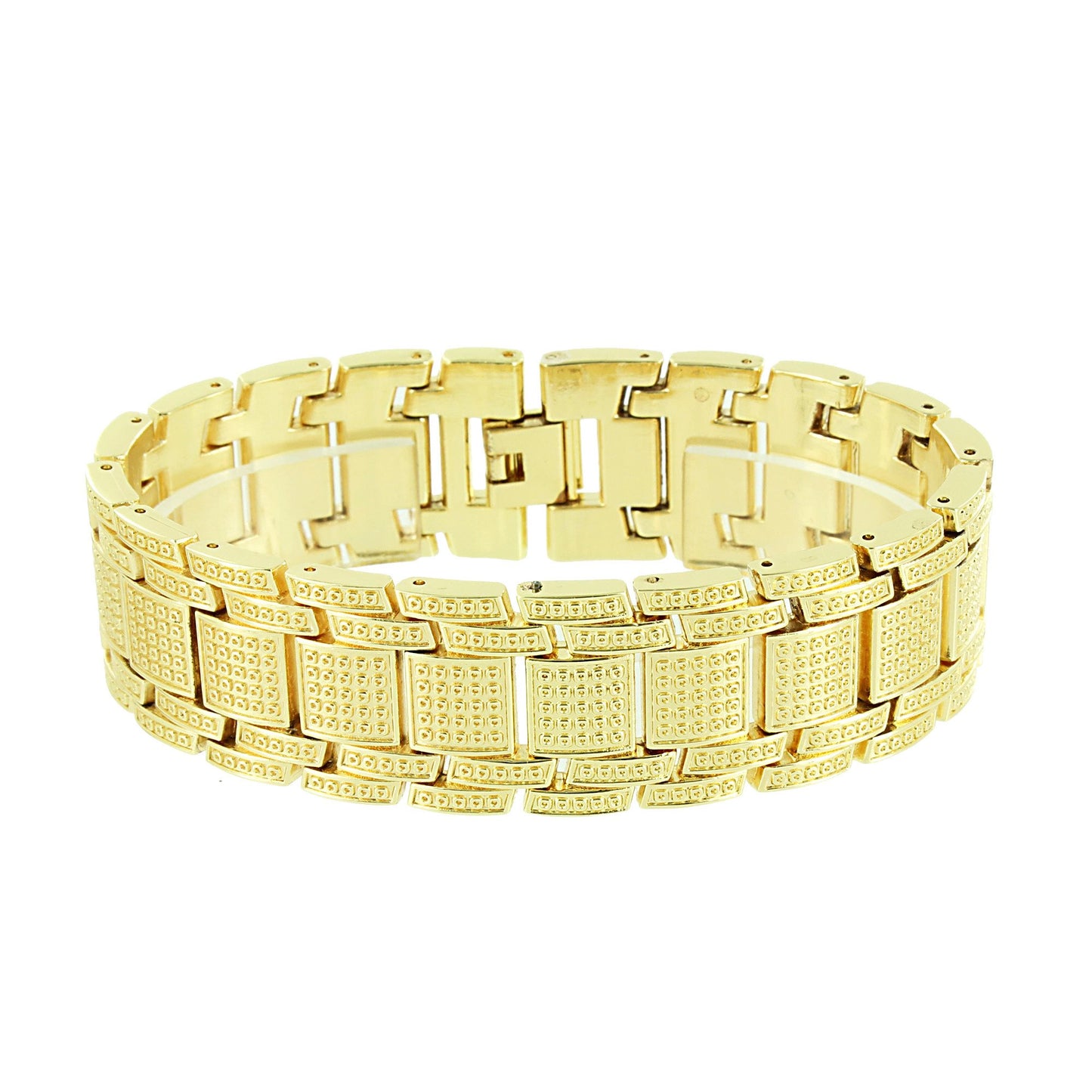 Gold Tone Watch  Canary Simulated Diamonds Matching Bracelet