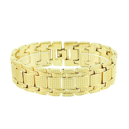 Gold Tone Watch  Canary Simulated Diamonds Matching Bracelet