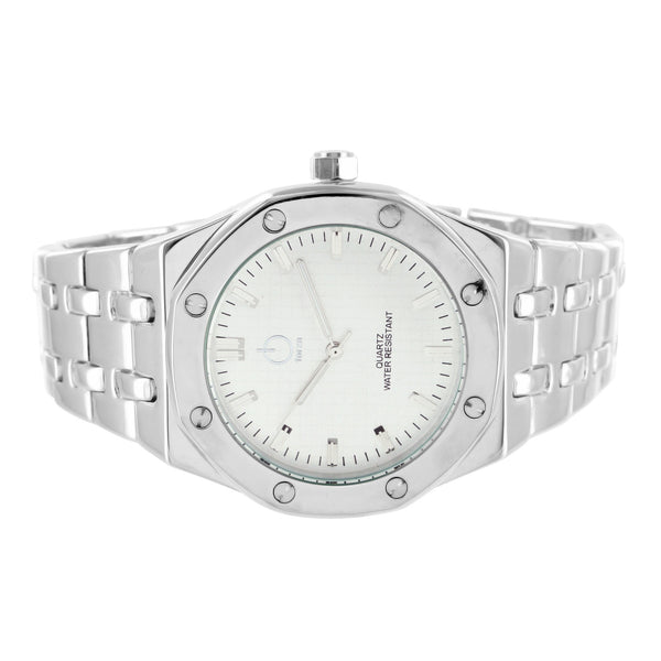 Mens Presidential Style Watch Metal Band White Dial Forza Causal Wear