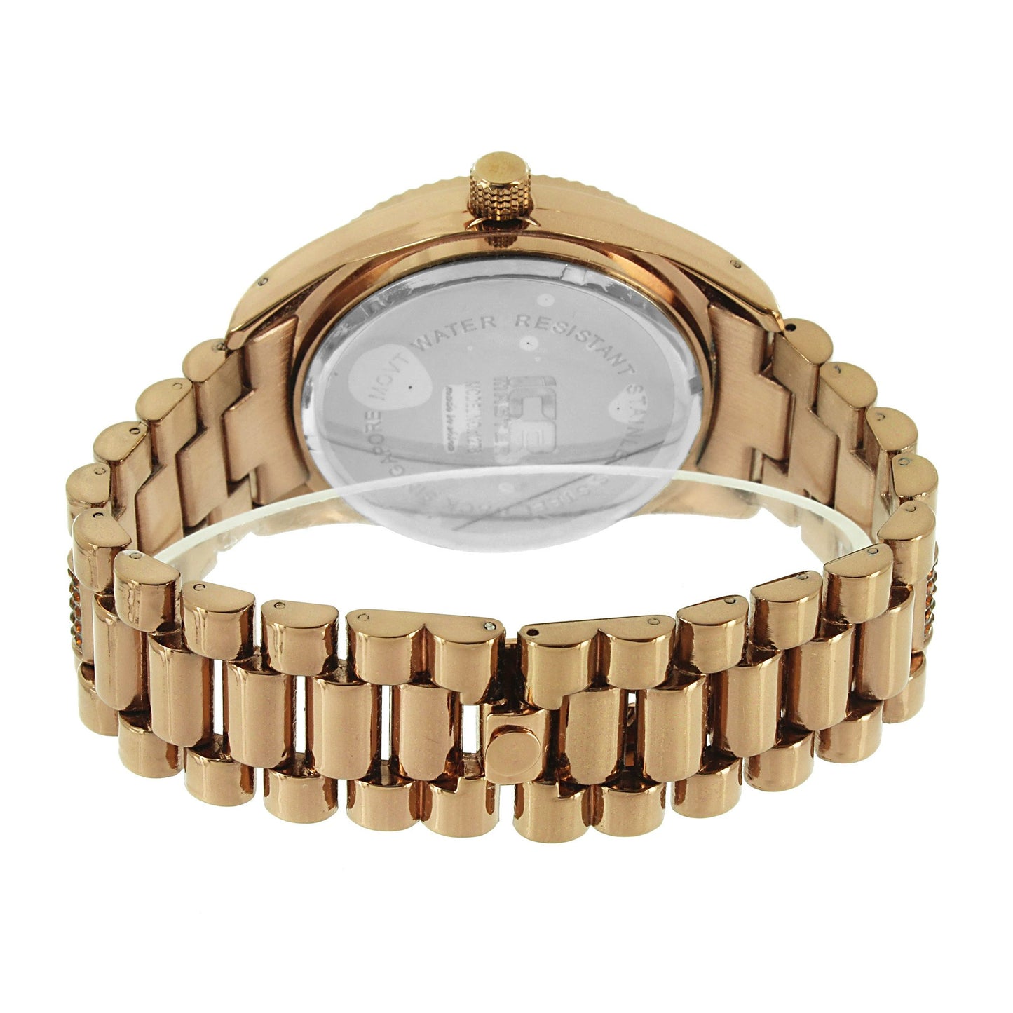 Fluted Bezel Watch Matching Bracelet Brown Bling Illusion Dial Classy