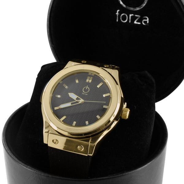 Mens Yellow & Black Analog Water Resistant Watch Forza Silicon Strap