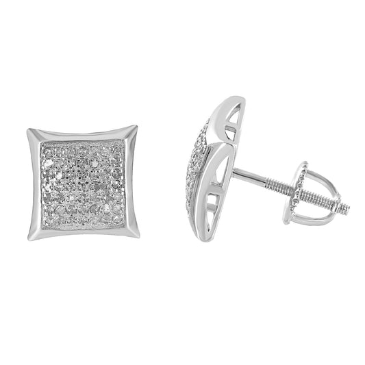 Kite Design Earrings Genuine Diamonds Screw On 10 MM