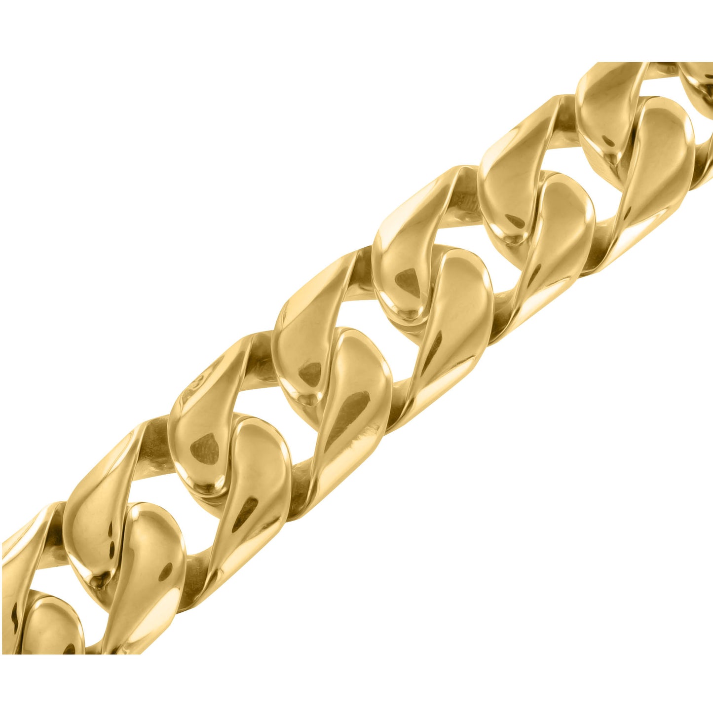 Miami Cuban Bracelet 14k Solid Yellow Gold Finish Stainless Steel