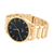 Rose Gold Finish Watch Black Dial Round Face Techno Pave