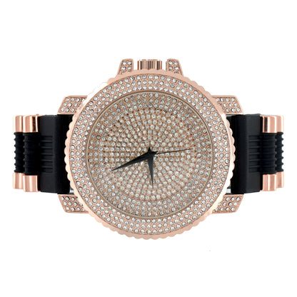 Rose Gold Finish Watch Bling Dial Face