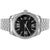 Stainless Steel Black Roman Date Icy Fluted Bezel Automatic Watch