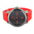 Red Rubber Band Watch Black Finish Stainless Steel Back