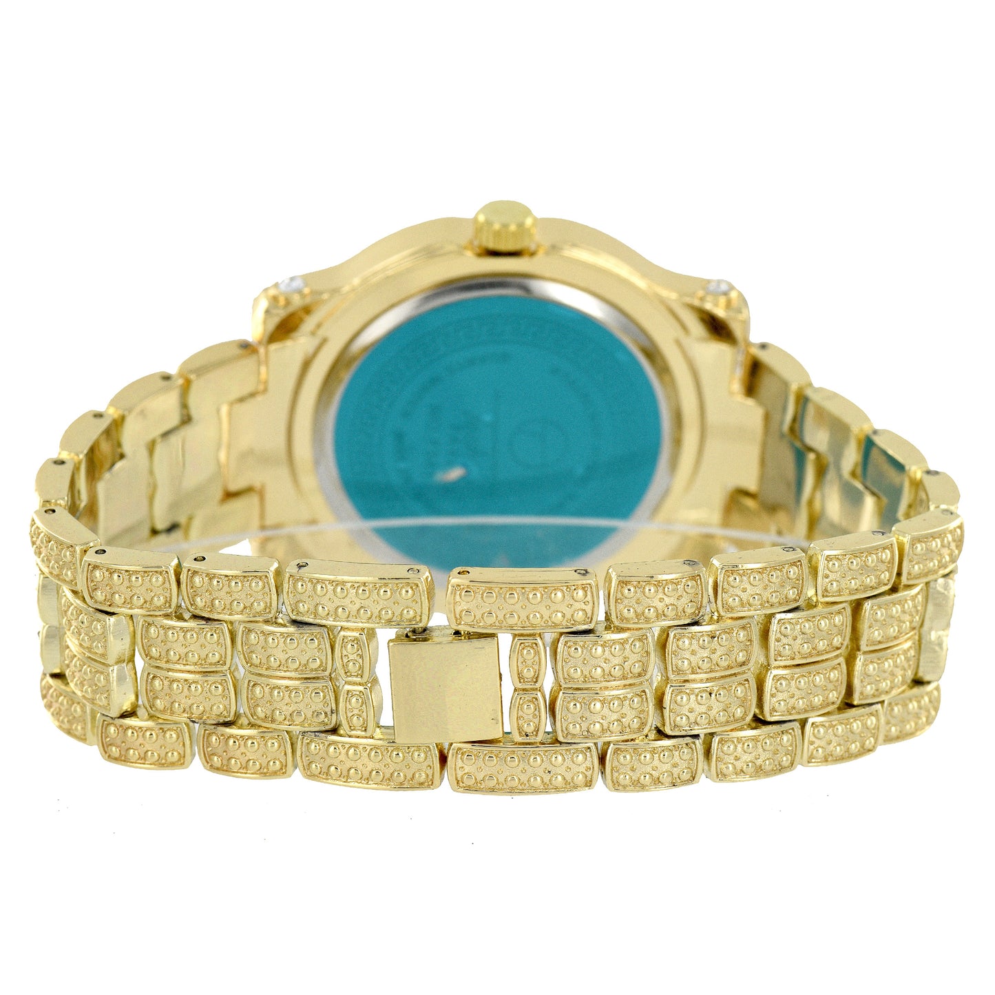 Hip Hop Designer 14k Gold Finish Men's Analog Watch & Bracelet Gift Set