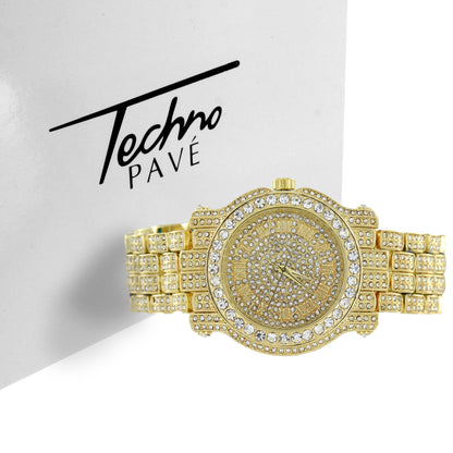 Mens  Watch Bracelet Gift Set Simulated Diamonds Joe Rodeo Look New