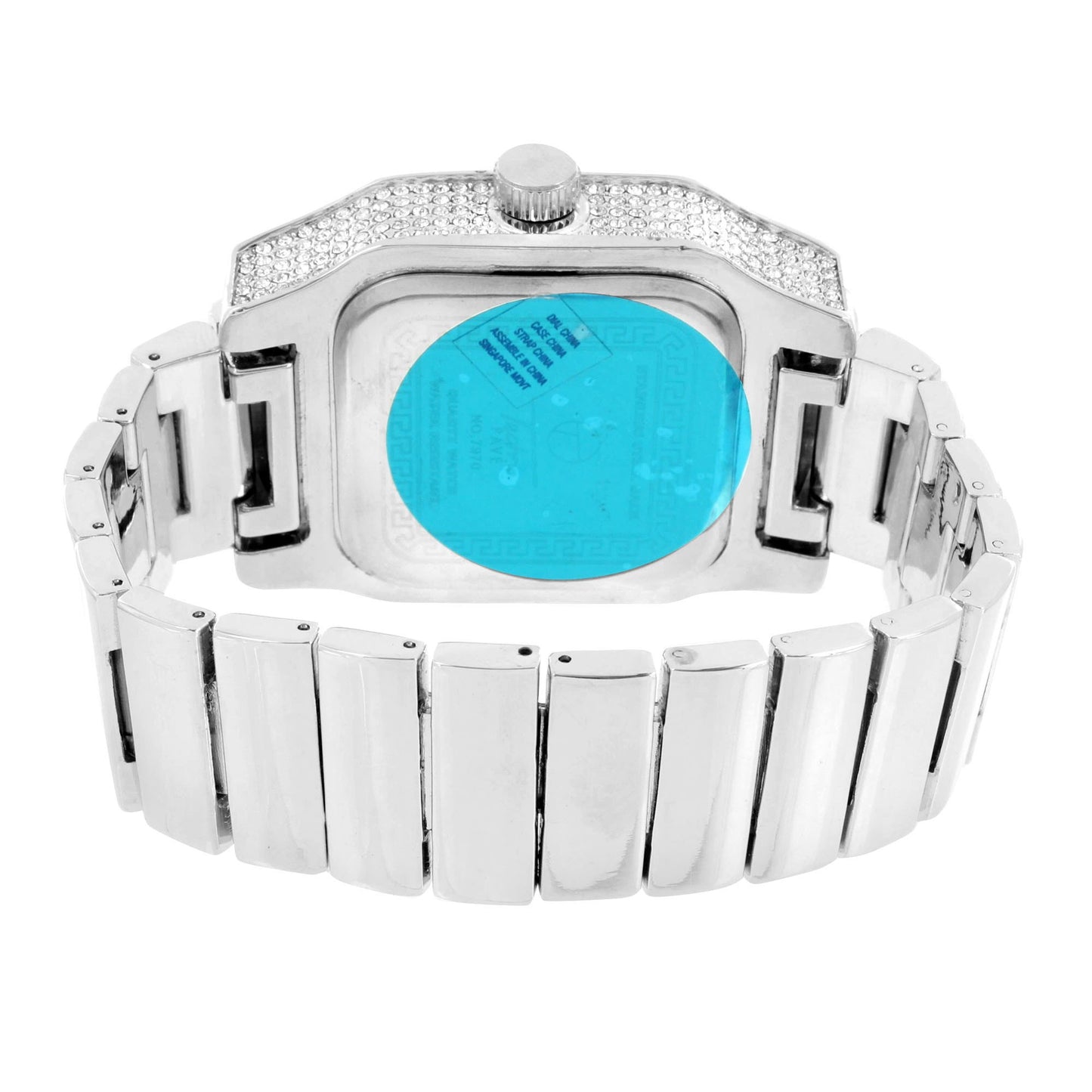 Silver Tone Watch Stretch Band Square Face