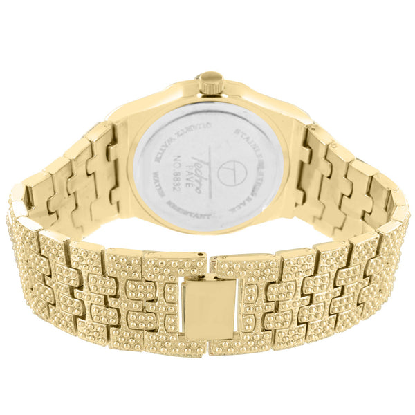 Techno Pave Gold Tone Presidential Look 41MM Watch