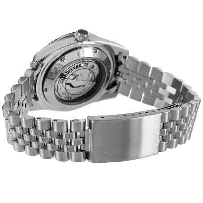 Steel Roman Dial Silver Fluted Automatic Date Watch