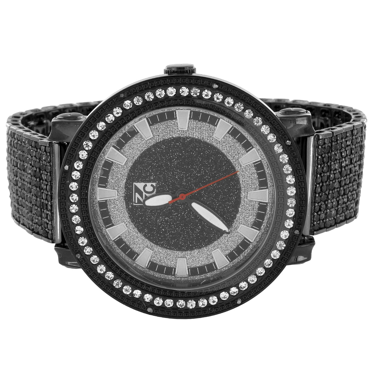 Men's All Black  Lab Diamonds Hip Hop Watch with Designer Ice Tray Band