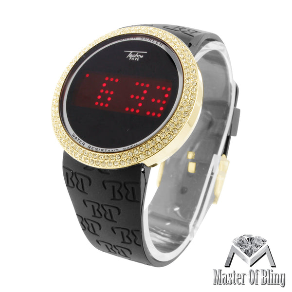 Touch Screen Techno Pave Black Rose White Yellow Silicone Band Watch