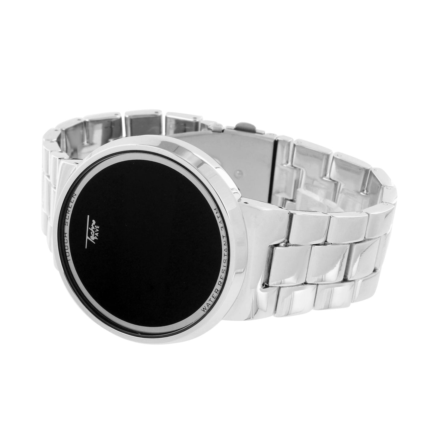 Touch Screen Watch White Techno Pave Digital Display