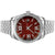 Steel Automatic Movement Red Face Roman Dial Watch