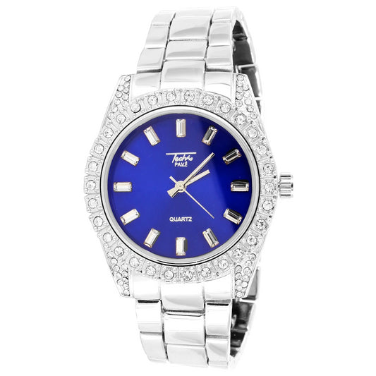 Prong Bezel Presidential Blue Dial White 41mm Watch