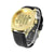 Techno Pave Mens Gold Finish Rubber Black Band Watch