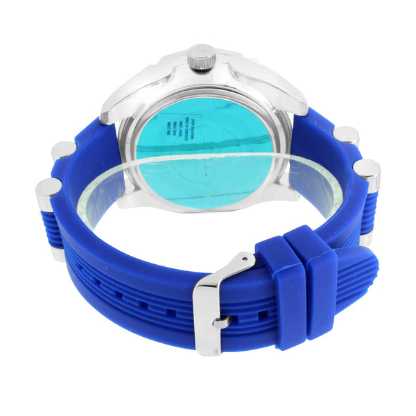 Rubber Bullet Band Watch Blue Techno Pave Rodeo Style