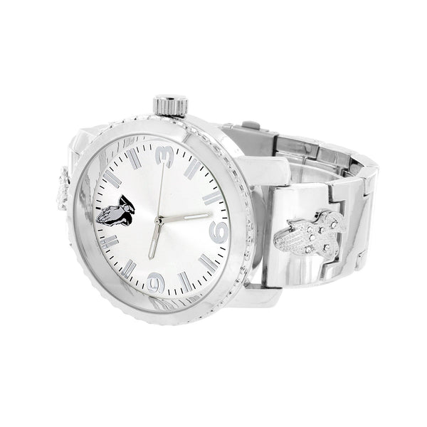 Praying Hands Dial Watch Metal Band White Dial Analog Water Resistant Unique