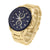 Black Dial Watch Mens Big Face Bezel 14k Gold Tone Steel Case NY London Stylish