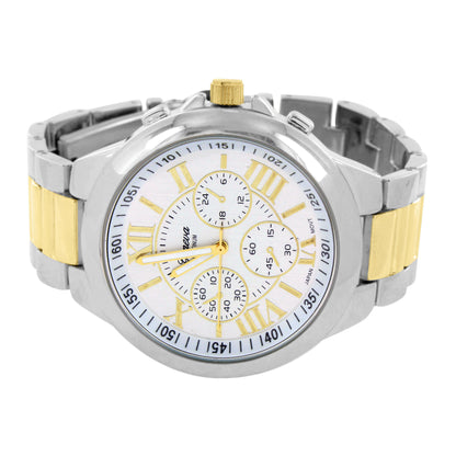 New Gold White Tone Watch Mens Roman Numeral Hour Mark Water Resist