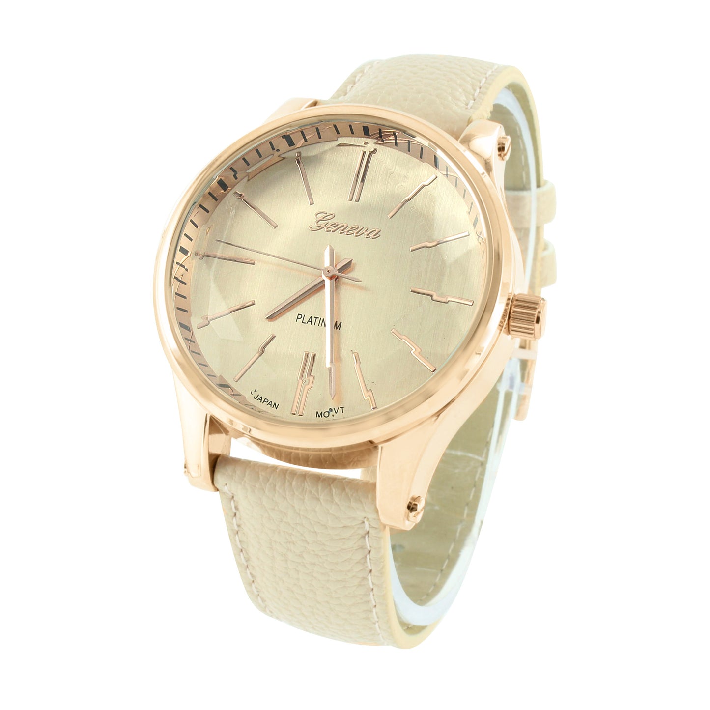 Women Rose Gold Finish Watch Pink Leather Band