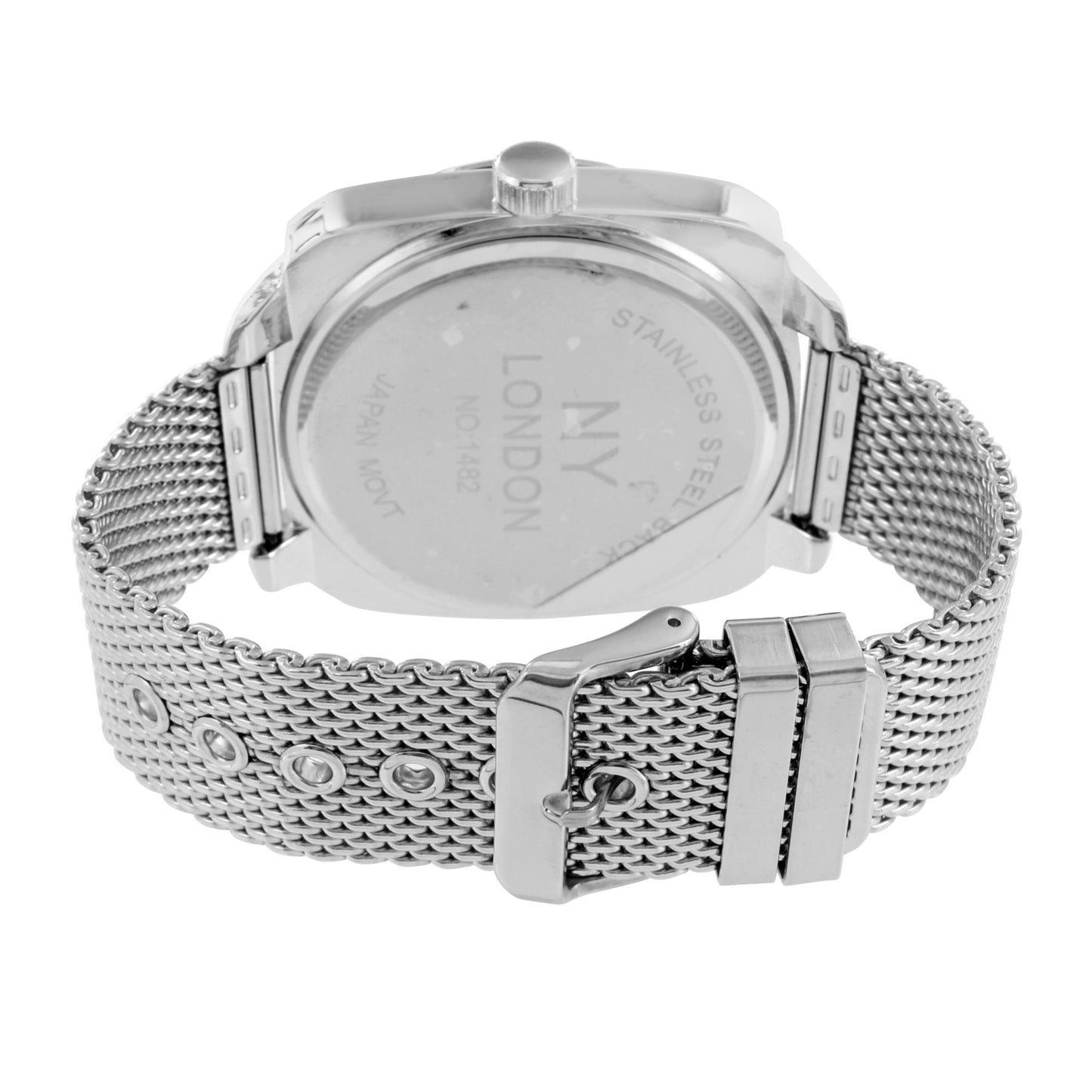 White Gold Tone Watch NY London  Mesh Band Water Resistant