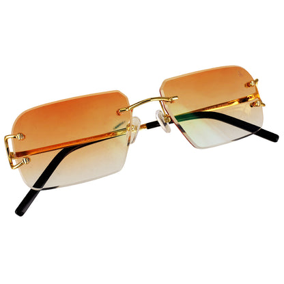 Mens Brown Lens Custom Metal Frame Designer Sunglasses