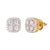 Square Shape Cluster Prong Solitaire Gold Tone Silver Earrings
