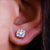 Diamond Cluster 10K Gold Unisex Square Screw Back Earrings