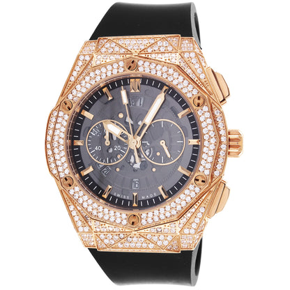 Rose Gold Tone 3D face Bezel Custom Silicone Band Steel Watch