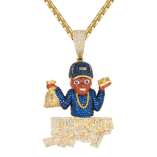 Rich Boss Making Money 3D Dollar Bag Icy Designer Pendant
