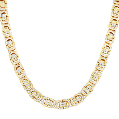 22" Byzantine Link Icy Gold Finish Men's Custom Silver Chain