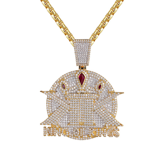 Mens King Of Kings Bling Rapper Medallion Created Ruby Pendant