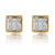 10K Gold Square Shape Baguette Icy Real Diamond Stud Earrings