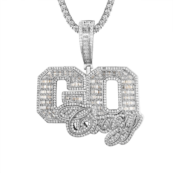 Sterling Silver Go Crazy Emerald Cut Icy Hip Hop Pendant