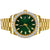 Gold Tone Green Baguette Dial Solitaire Bezel Steel 41mm Watch