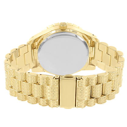 Men's Gold Tone Mason Style Solitaire Bezel  Watch