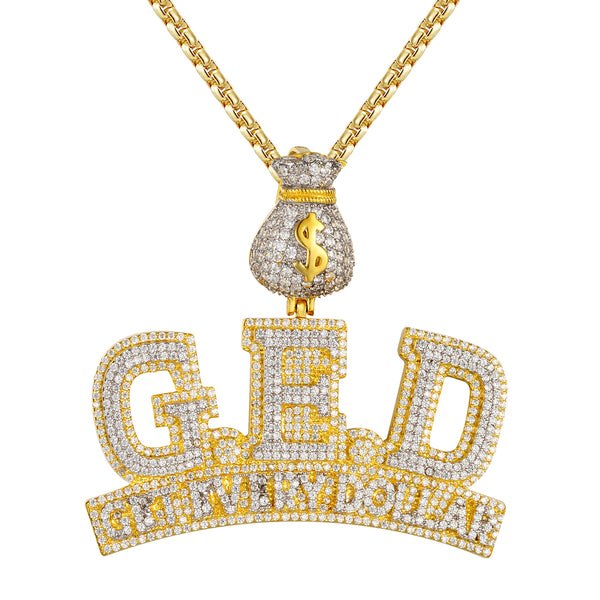 Get Every Dollar Money Bag 14K Gold Tone Icy Hip Hop Pendant