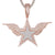 Rose Gold Tone Star Angel Wings Sterling Silver Icy Micro Pave Hip Hop Rapper Style Pendant Tennis Chain