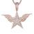 Rose Gold Tone Star Angel Wings Sterling Silver Hip Hop Pendant
