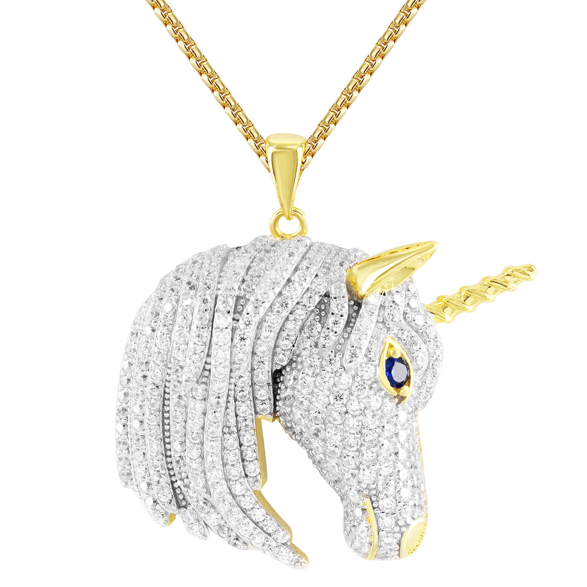 Mens's  Unicorn Gold Finish Custom Hip Hop Silver Pendant