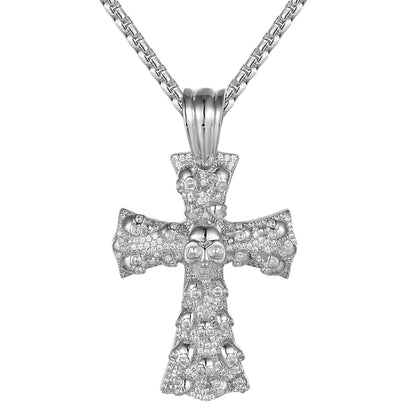 Holy Jesus Religious Cross Skull Face Custom Mens Pendant Chain